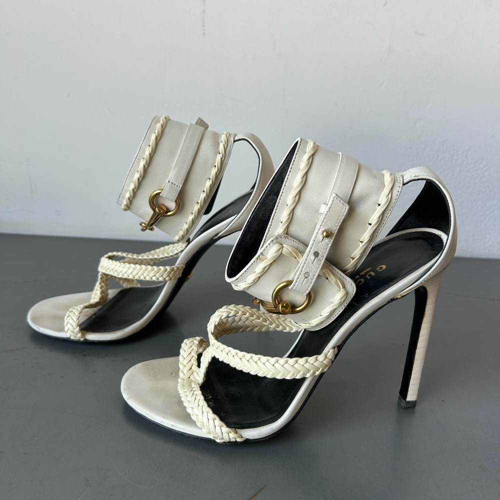Gucci Ursla white/ivory sandal heels size 36.5 - Picture 2 of 11